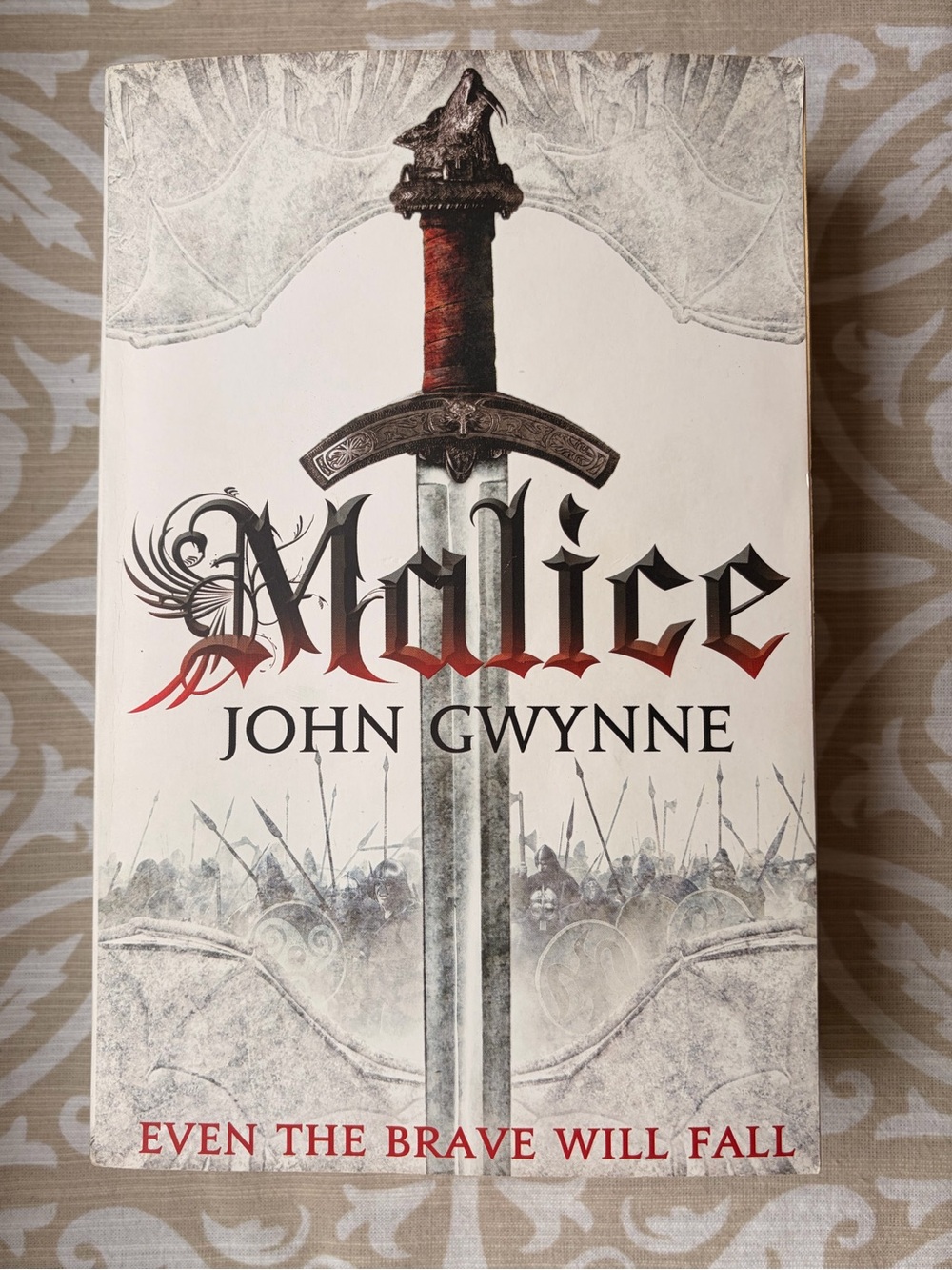 Malice by John Gwynne — White & Red Sword Cover